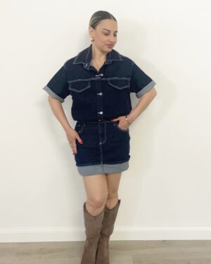 Completo in jeans donna con camicia e minigonna – Margot Shop