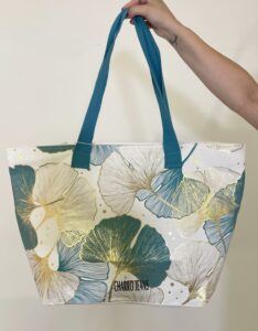 Borsa mare Charro foglie oro verde petrolio manici lunghi