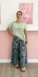 Blusa mezza manica in raso verde menta taglia fino alla 46